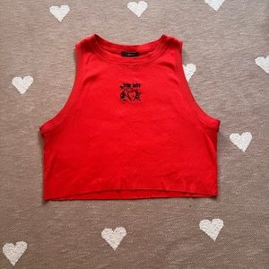 this item is a red tank top from forever 21 in a size M